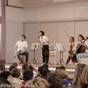 das Malion Quartett auf der Bühne des großen Saals zum Schülerkonzert